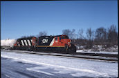 CN GP9RM 7079 (03.2002, Brockville, ON)